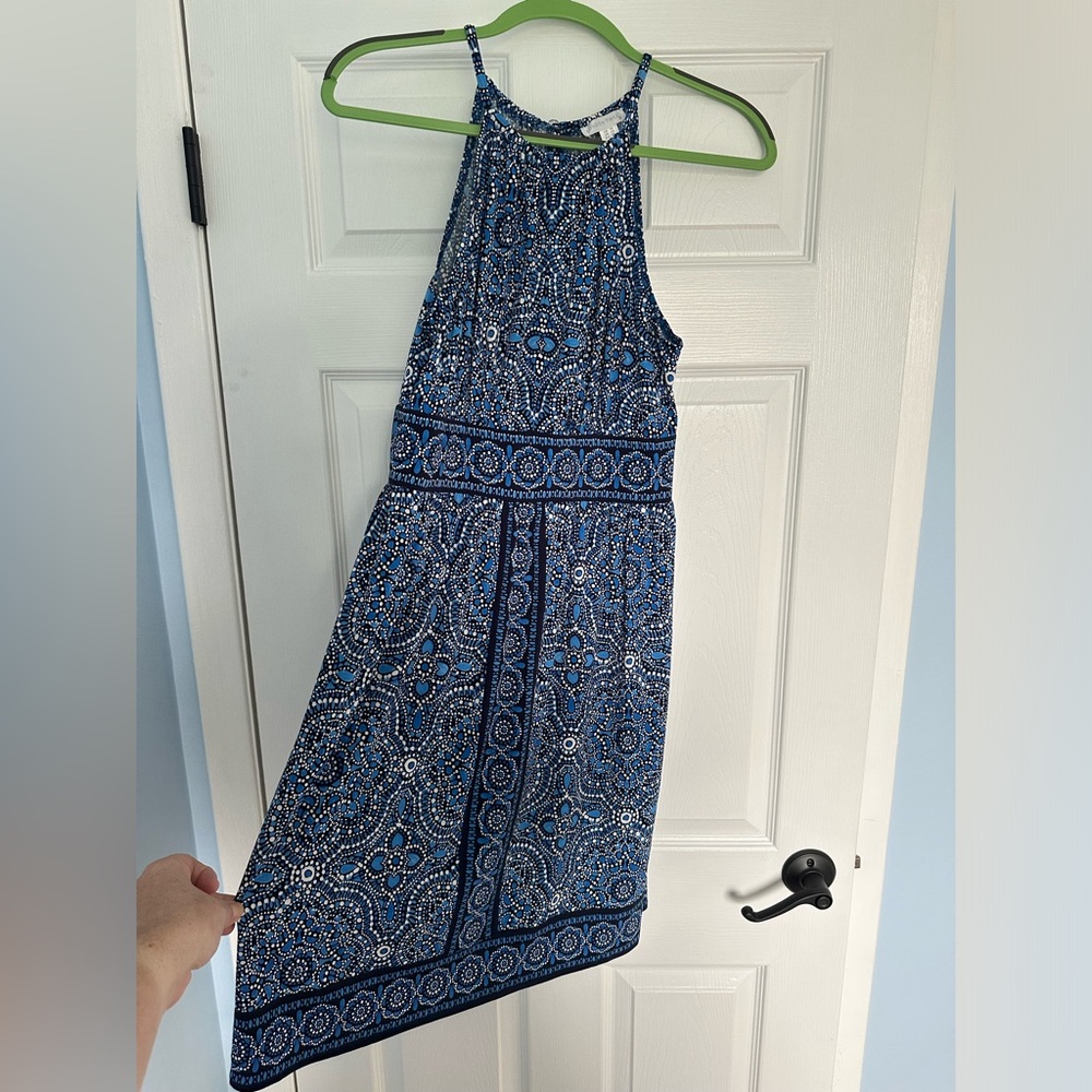 London Times Navy and White Polka Dot Dress